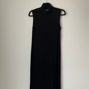 VINCE Black Jersey Sleeveless Turtleneck Dress